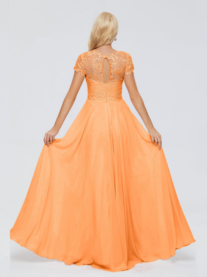 Cicinia Rose A-Line Cap Sleeves Lace Bridesmaid Dresses With Pockets