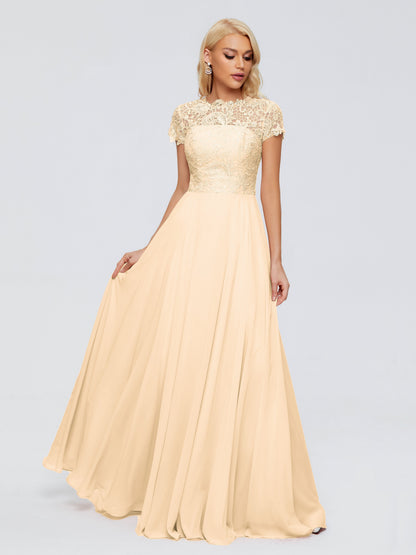 Cicinia Rose A-Line Cap Sleeves Lace Bridesmaid Dresses With Pockets