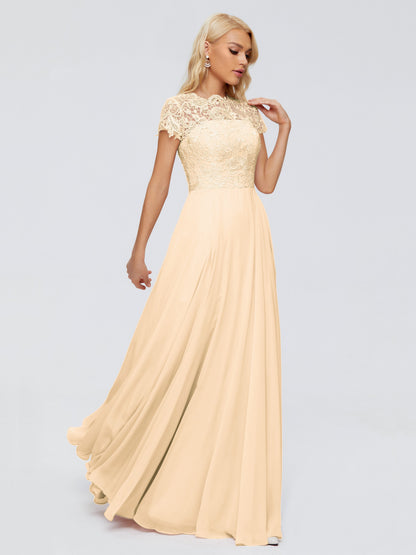 Cicinia Rose A-Line Cap Sleeves Lace Bridesmaid Dresses With Pockets