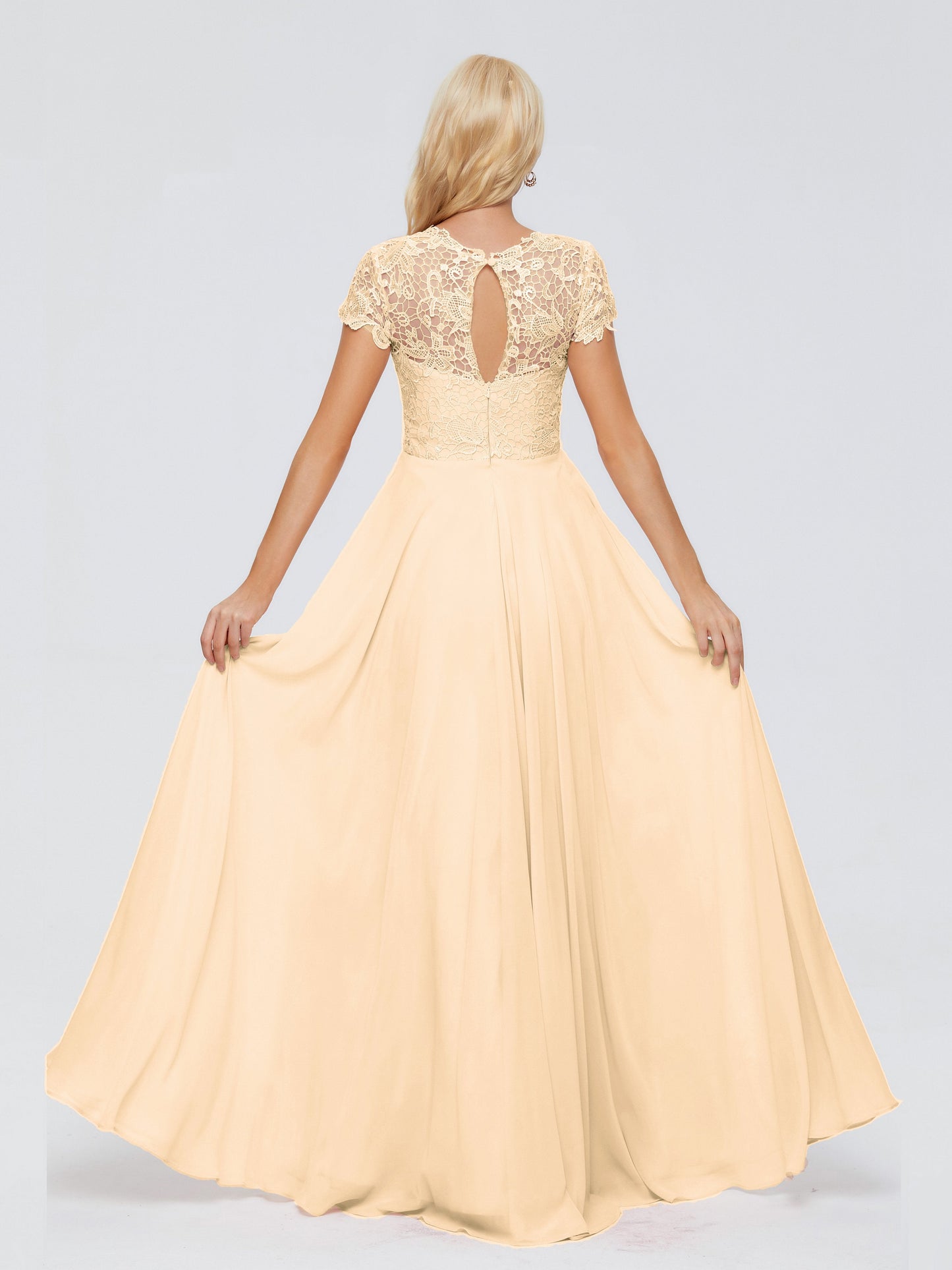 Cicinia Rose A-Line Cap Sleeves Lace Bridesmaid Dresses With Pockets