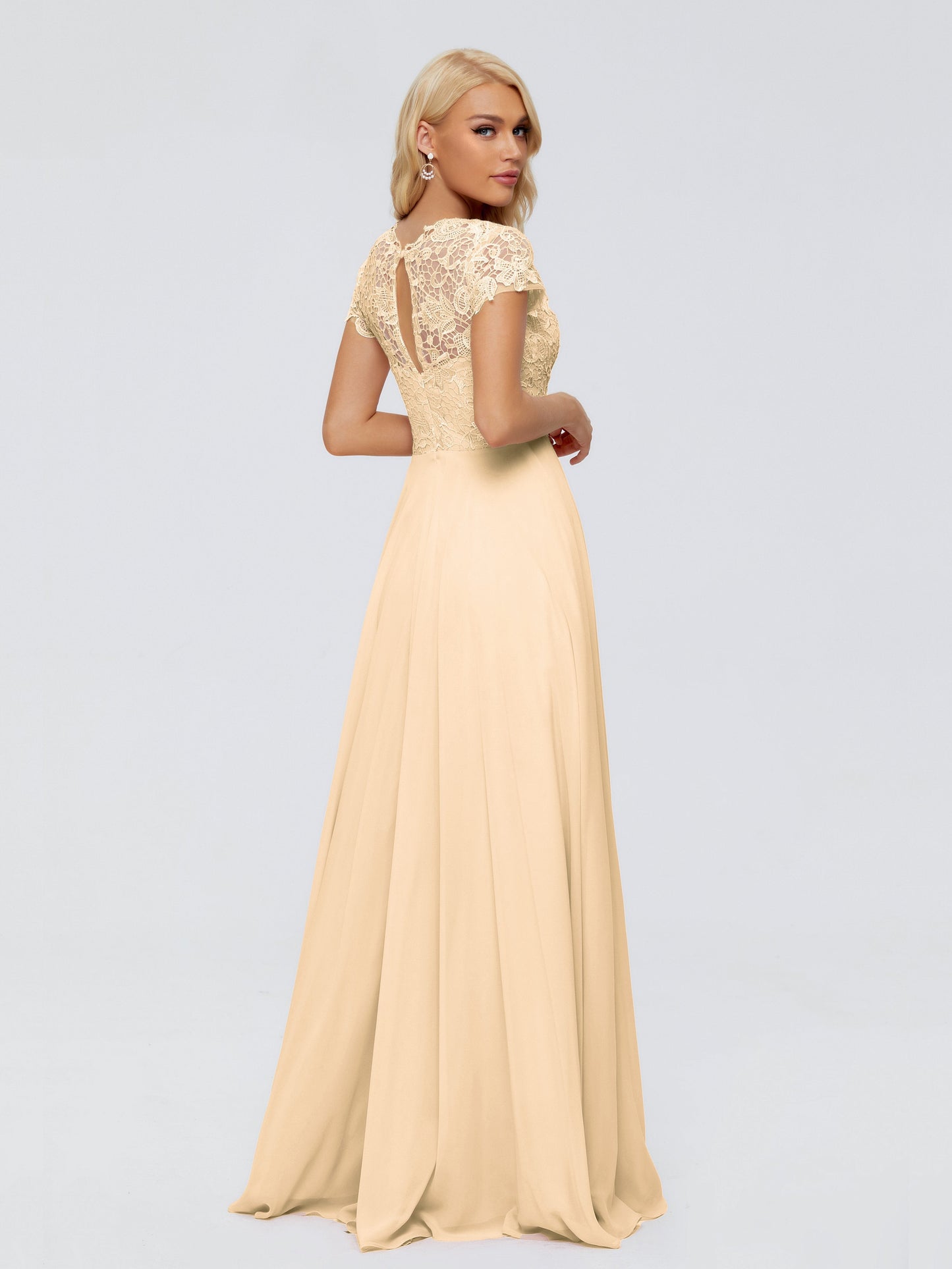 Cicinia Rose A-Line Cap Sleeves Lace Bridesmaid Dresses With Pockets