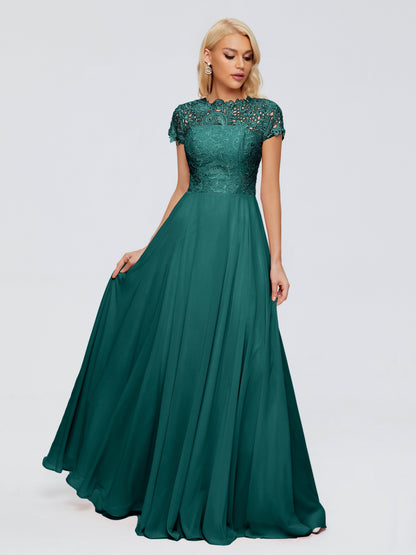 Cicinia Rose A-Line Cap Sleeves Lace Bridesmaid Dresses With Pockets