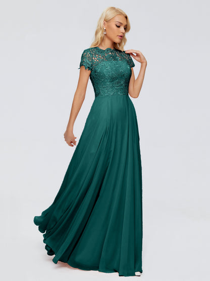 Cicinia Rose A-Line Cap Sleeves Lace Bridesmaid Dresses With Pockets