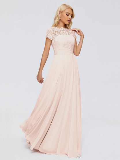 Cicinia Rose A-Line Cap Sleeves Lace Bridesmaid Dresses With Pockets