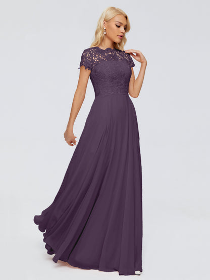 Cicinia Rose A-Line Cap Sleeves Lace Bridesmaid Dresses With Pockets