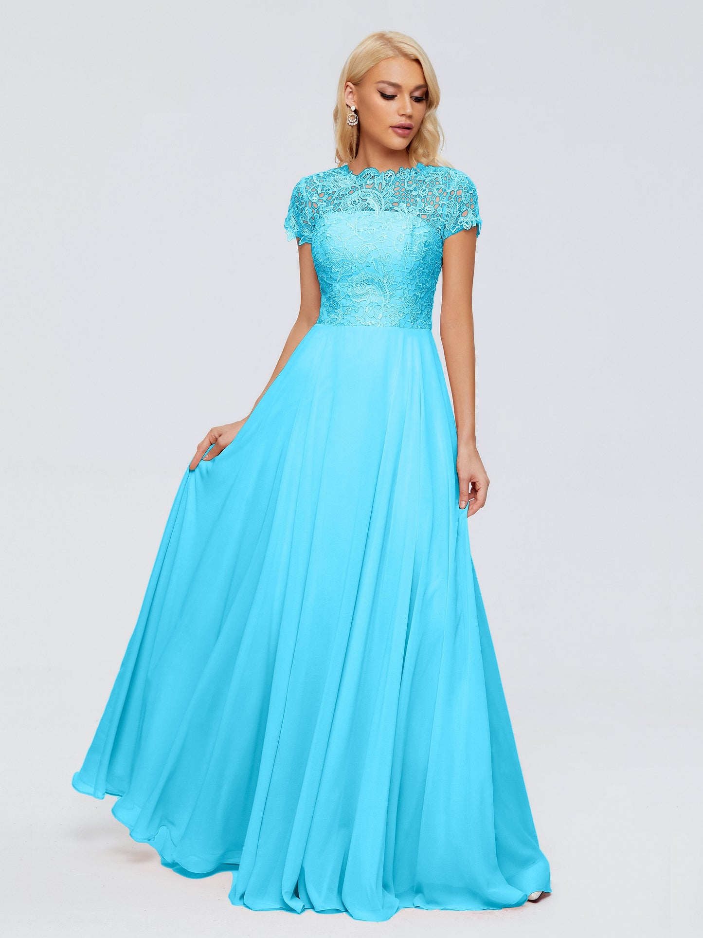 Cicinia Rose A-Line Cap Sleeves Lace Bridesmaid Dresses With Pockets