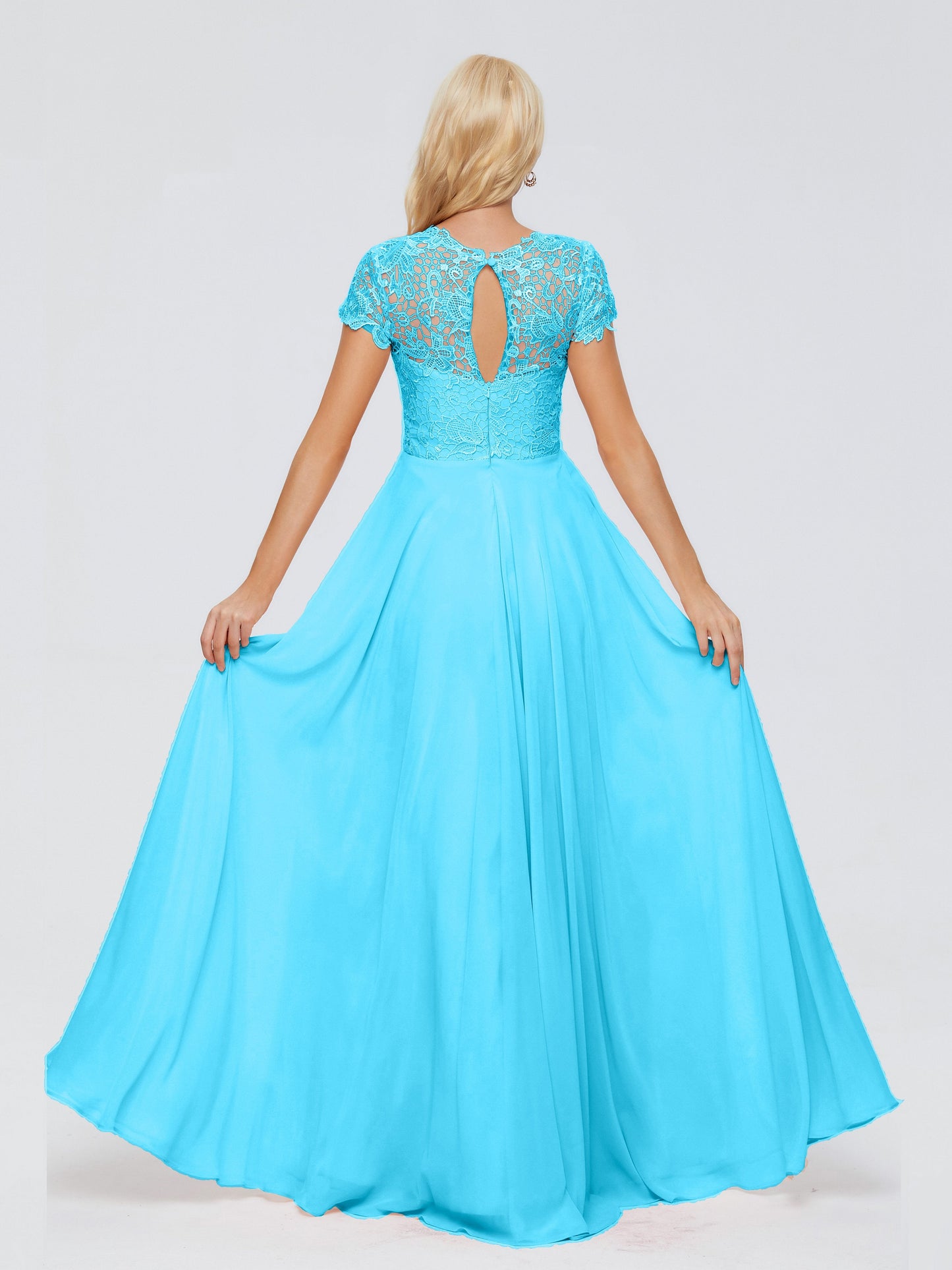 Cicinia Rose A-Line Cap Sleeves Lace Bridesmaid Dresses With Pockets