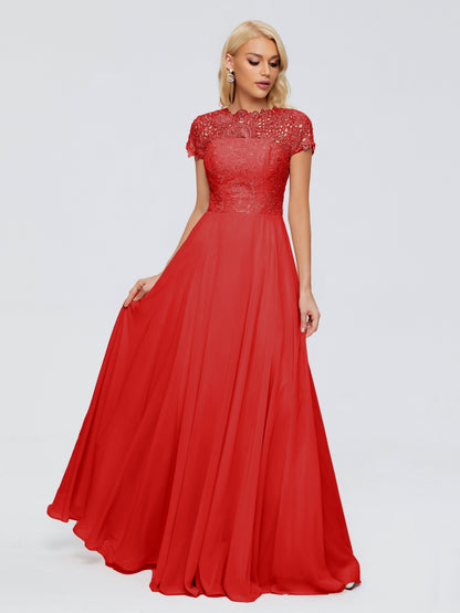 Cicinia Rose A-Line Cap Sleeves Lace Bridesmaid Dresses With Pockets
