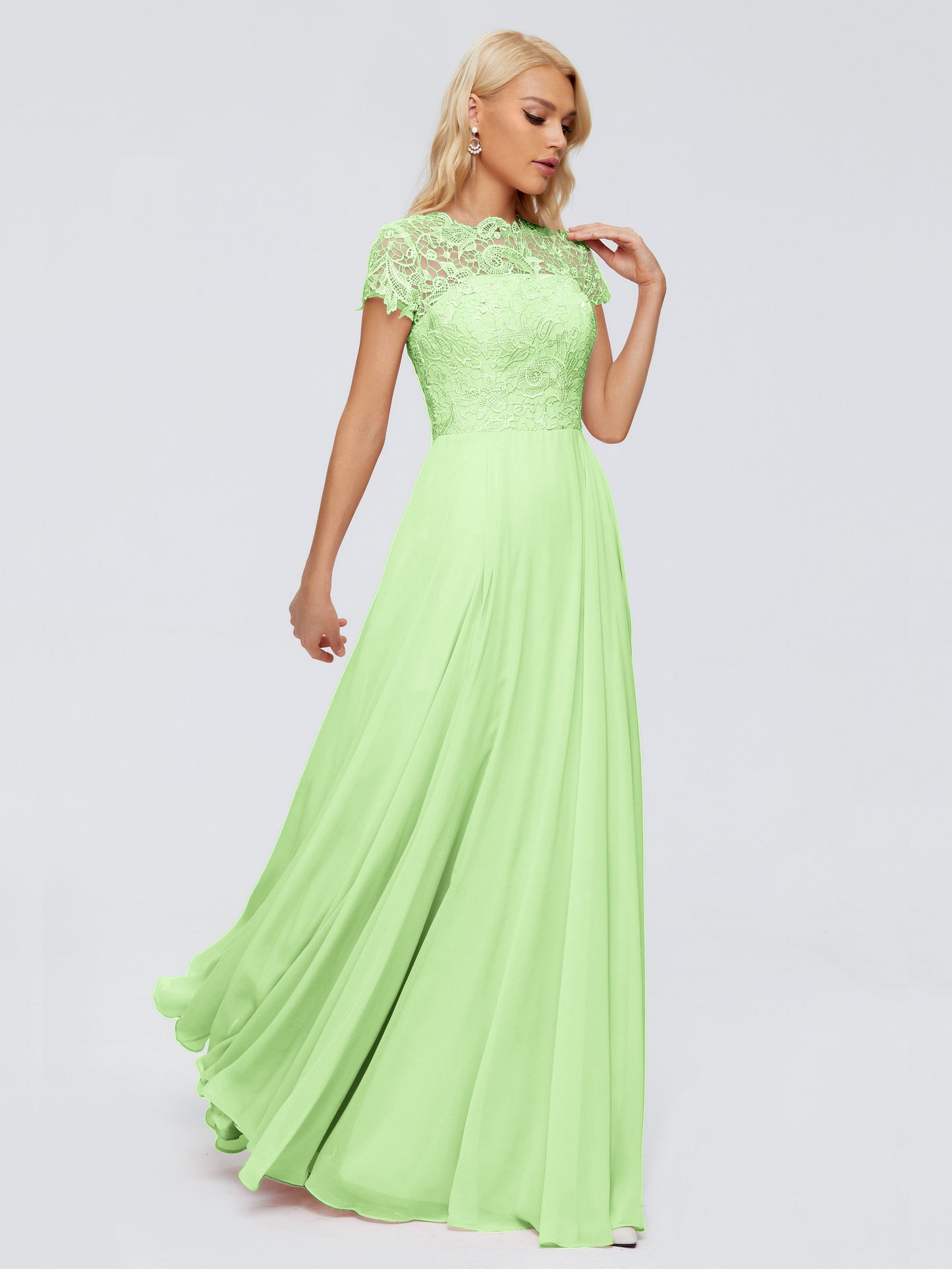 Cicinia Rose A-Line Cap Sleeves Lace Bridesmaid Dresses With Pockets