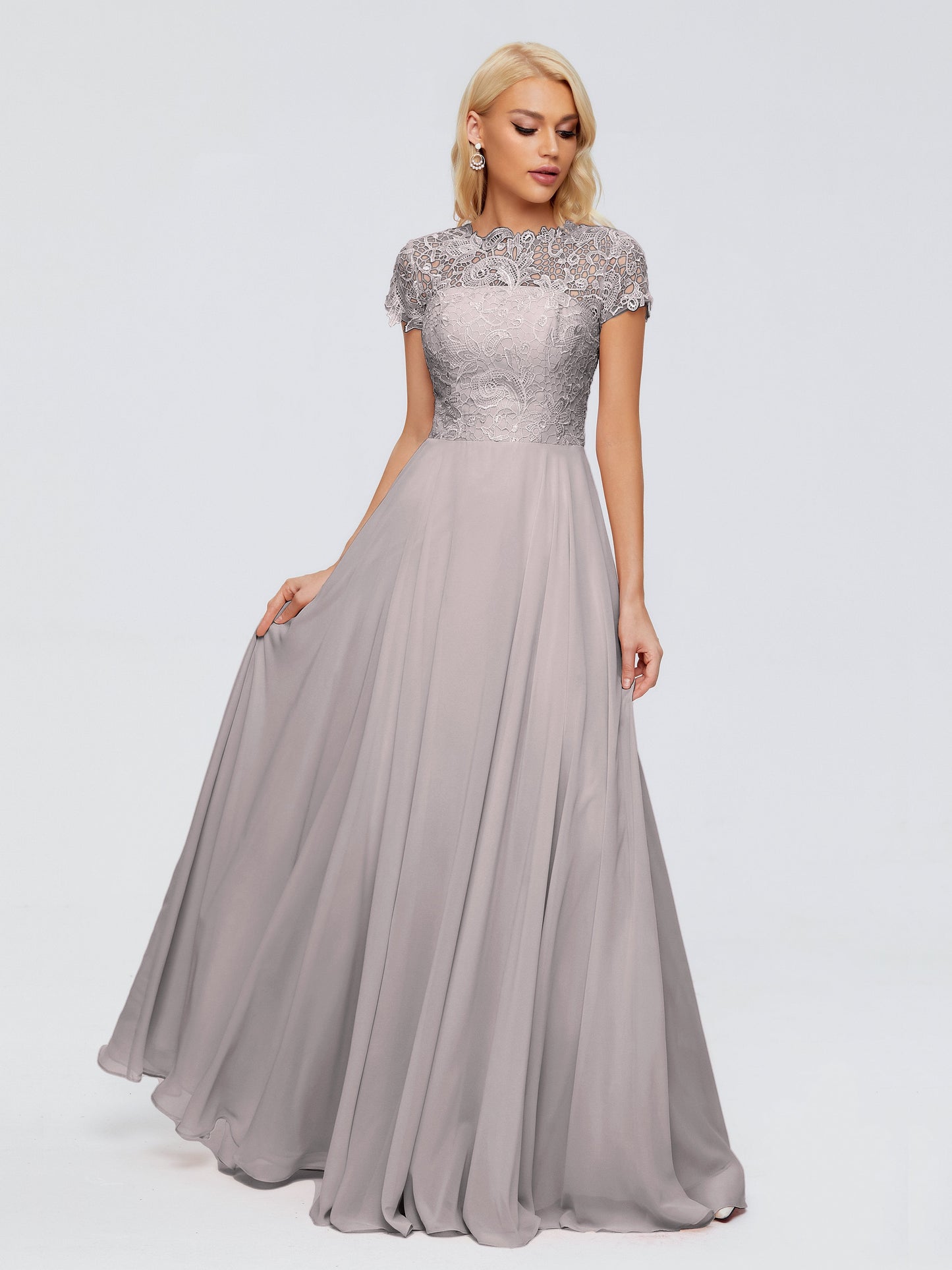 Cicinia Rose A-Line Cap Sleeves Lace Bridesmaid Dresses With Pockets