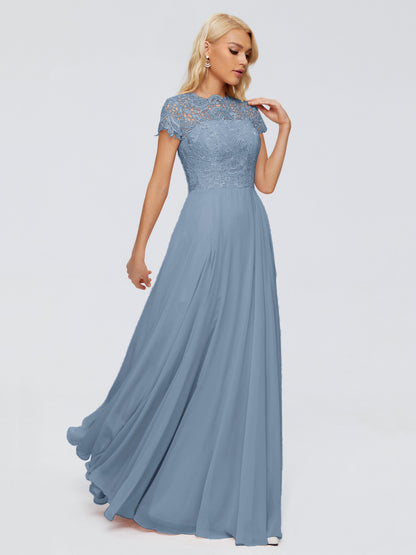 Cicinia Rose A-Line Cap Sleeves Lace Bridesmaid Dresses With Pockets