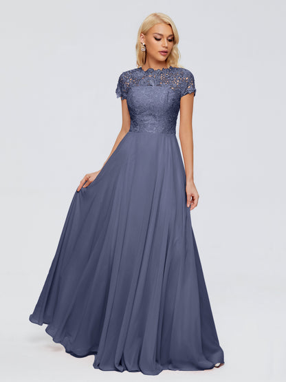 Cicinia Rose A-Line Cap Sleeves Lace Bridesmaid Dresses With Pockets