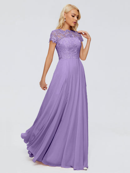 Cicinia Rose A-Line Cap Sleeves Lace Bridesmaid Dresses With Pockets