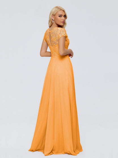 Cicinia Rose A-Line Cap Sleeves Lace Bridesmaid Dresses With Pockets