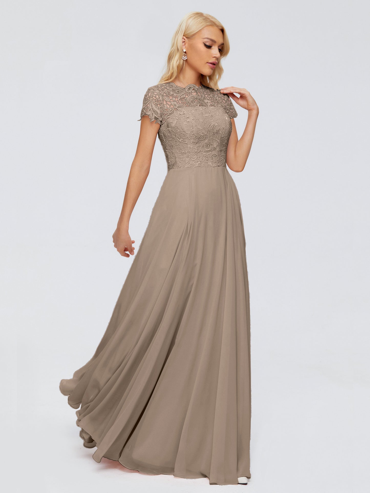 Cicinia Rose A-Line Cap Sleeves Lace Bridesmaid Dresses With Pockets
