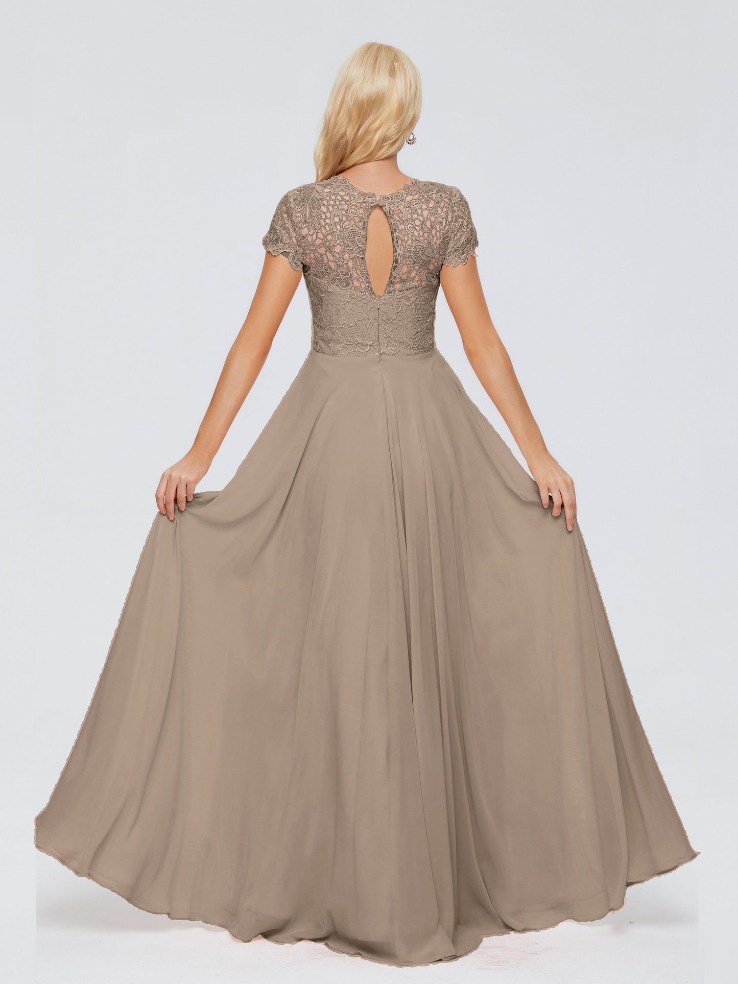 Cicinia Rose A-Line Cap Sleeves Lace Bridesmaid Dresses With Pockets