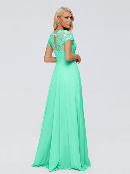 Cicinia Rose A-Line Cap Sleeves Lace Bridesmaid Dresses With Pockets
