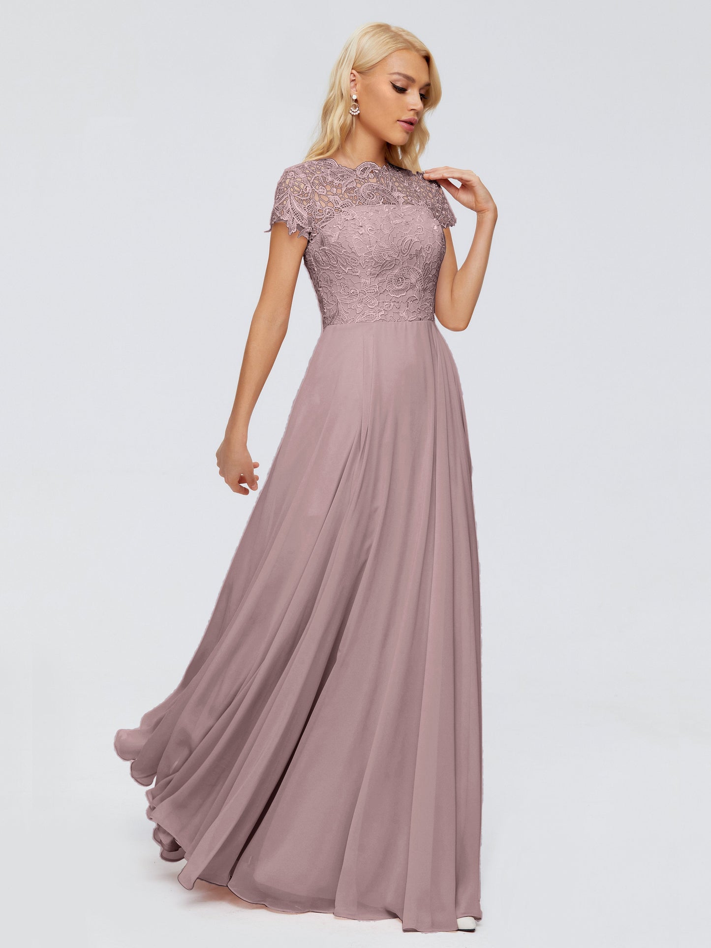 Cicinia Rose A-Line Cap Sleeves Lace Bridesmaid Dresses With Pockets