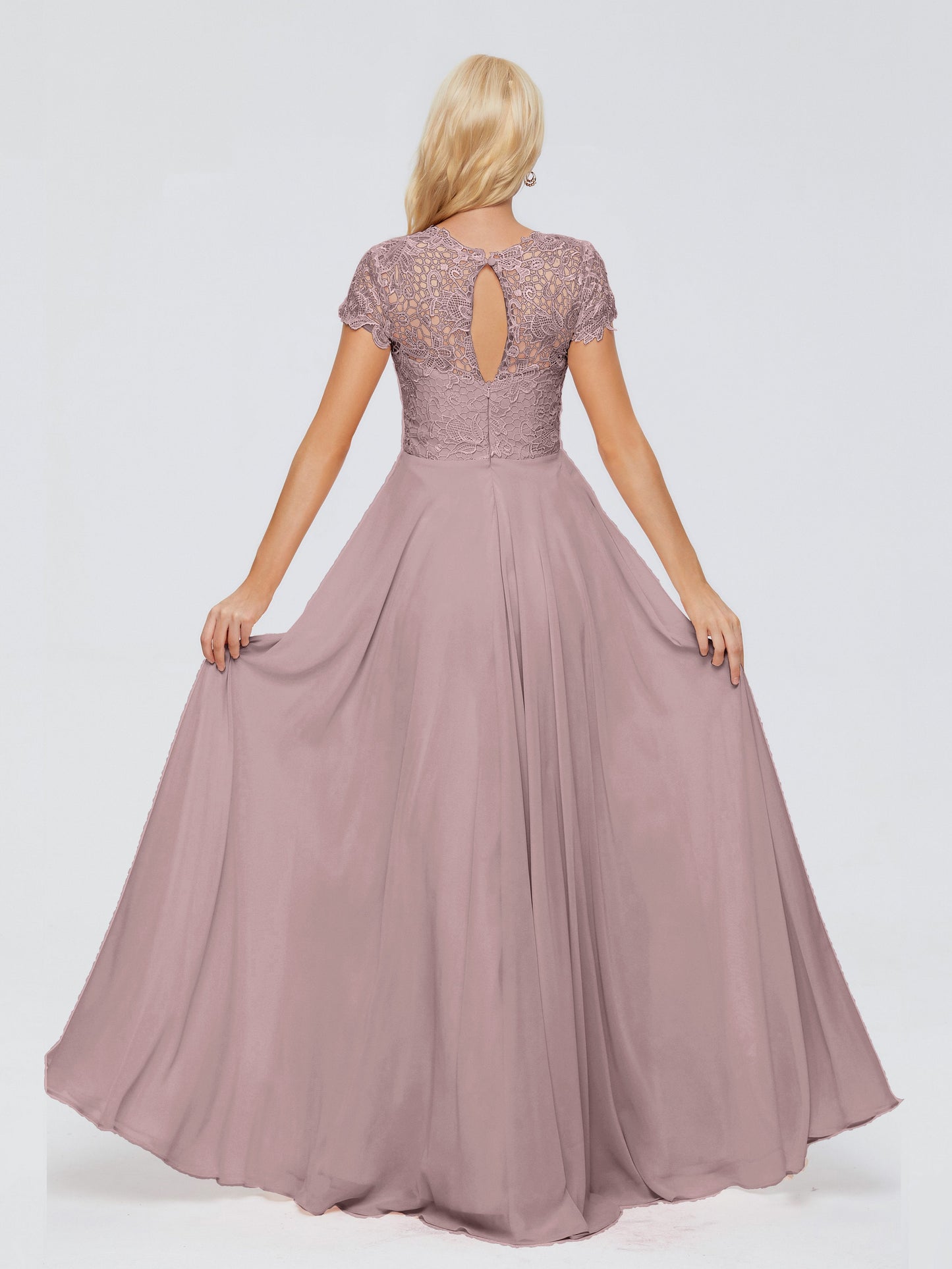 Cicinia Rose A-Line Cap Sleeves Lace Bridesmaid Dresses With Pockets