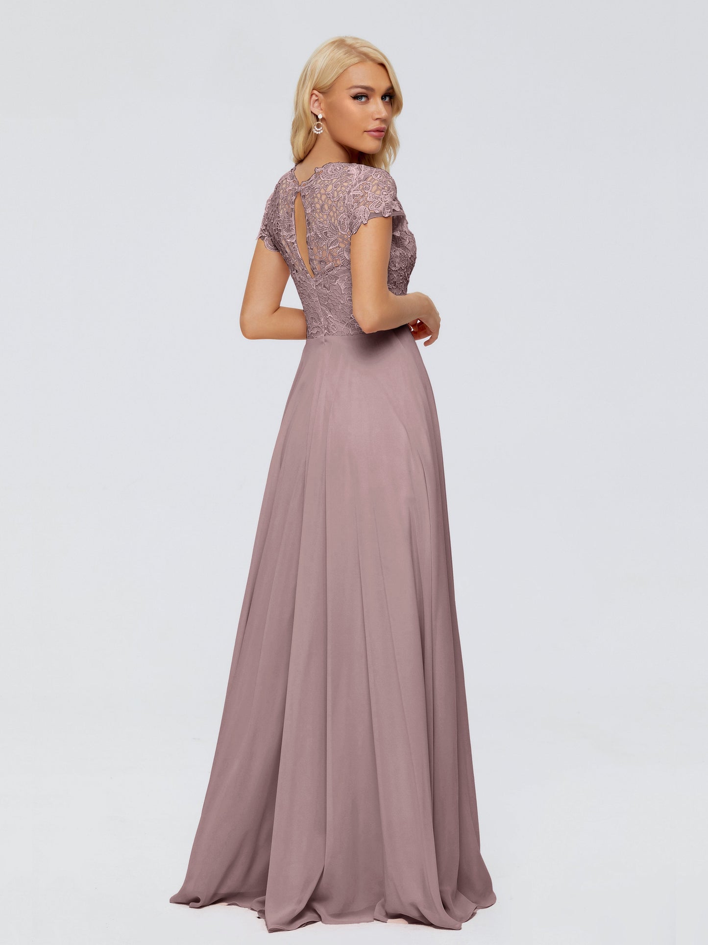 Cicinia Rose A-Line Cap Sleeves Lace Bridesmaid Dresses With Pockets