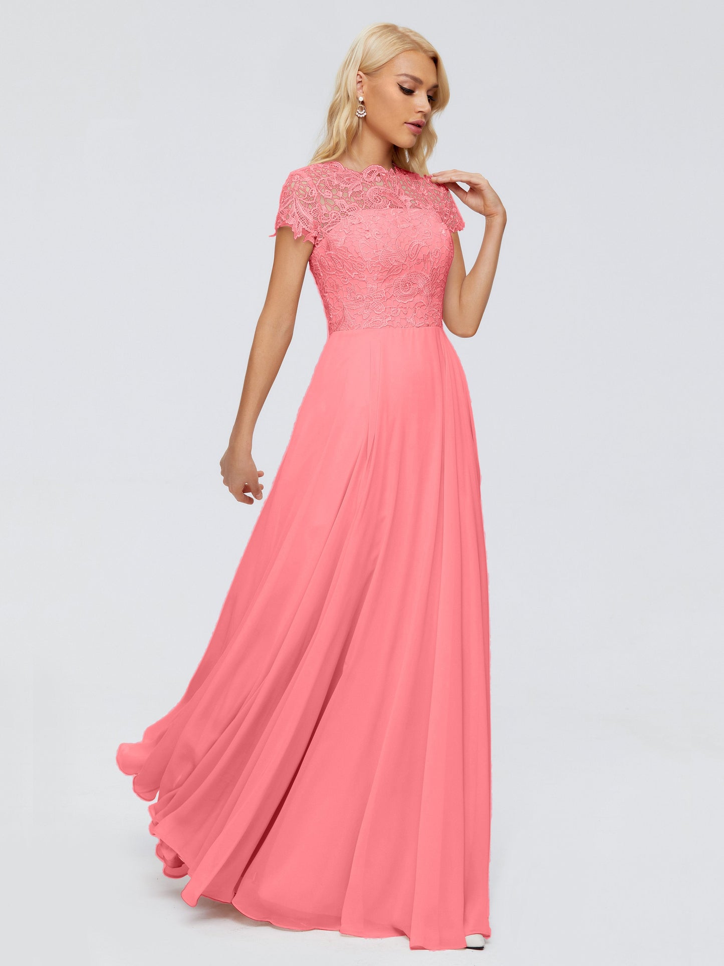 Cicinia Rose A-Line Cap Sleeves Lace Bridesmaid Dresses With Pockets