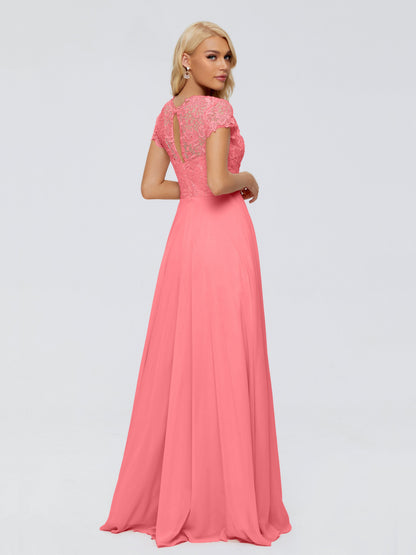 Cicinia Rose A-Line Cap Sleeves Lace Bridesmaid Dresses With Pockets