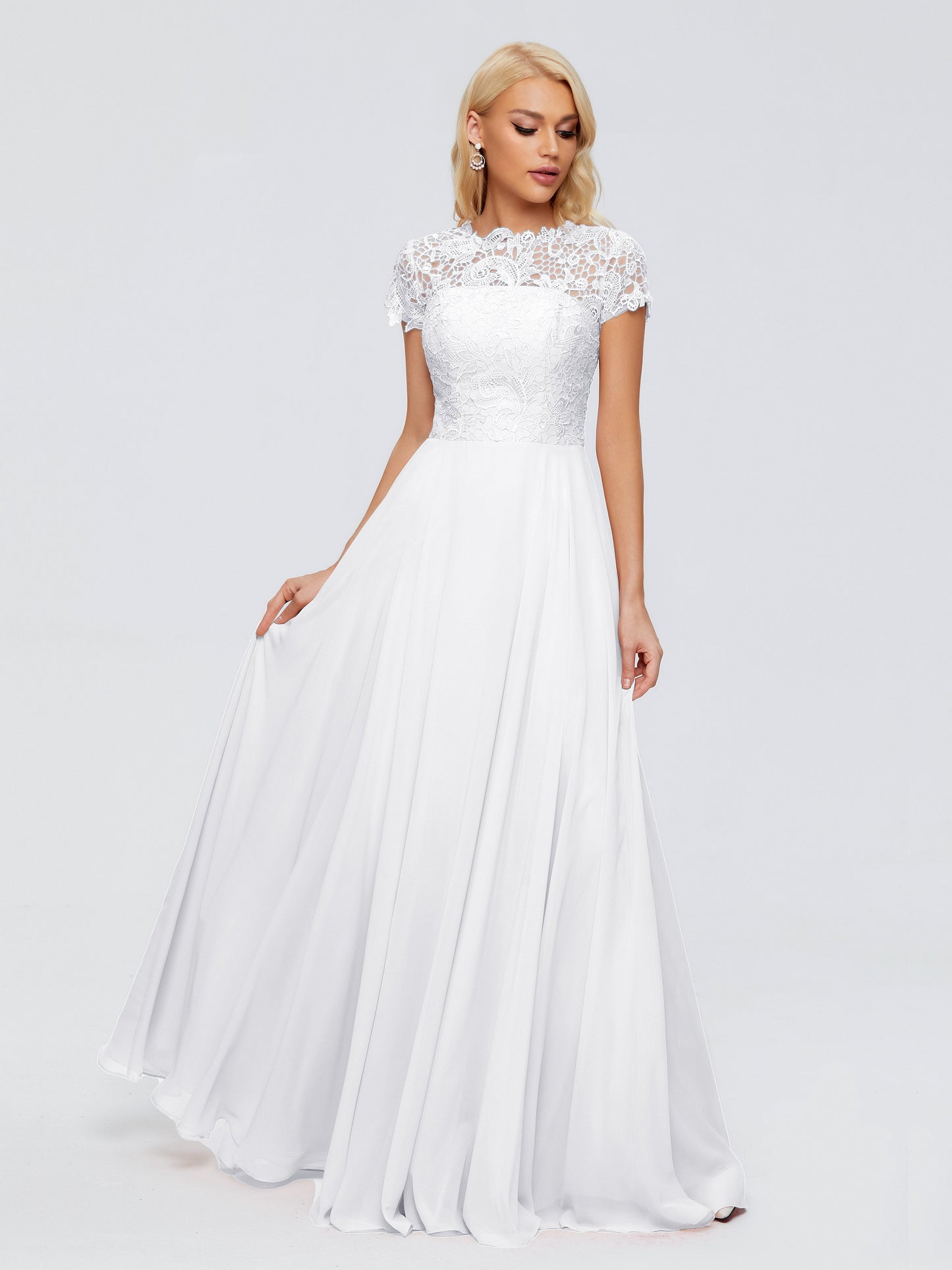 Cicinia Rose A-Line Cap Sleeves Lace Bridesmaid Dresses With Pockets