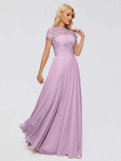 Cicinia Rose A-Line Cap Sleeves Lace Bridesmaid Dresses With Pockets
