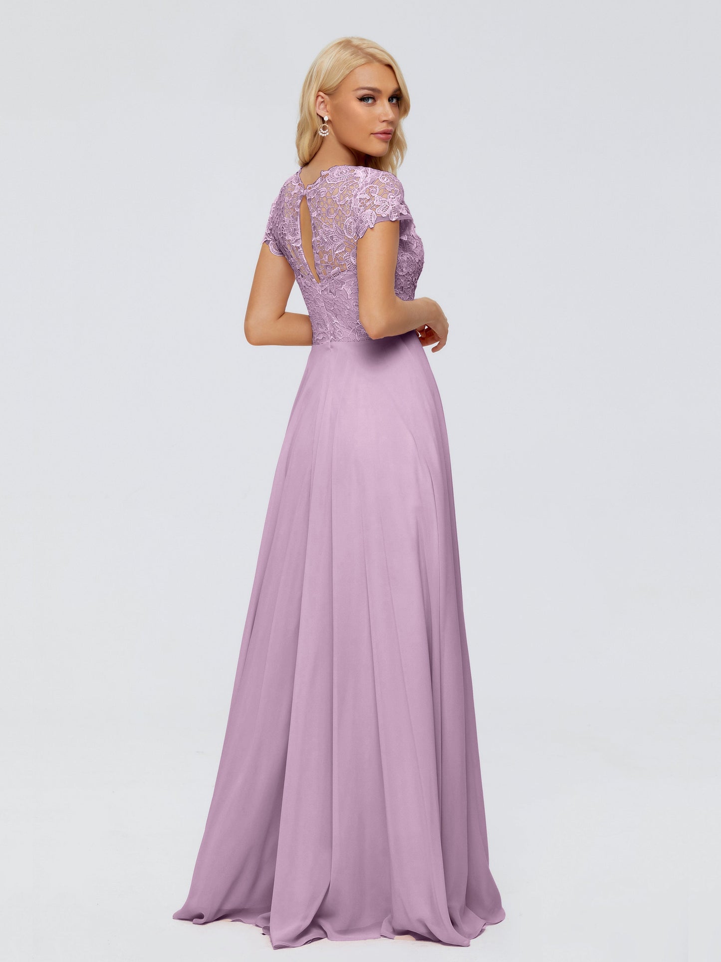 Cicinia Rose A-Line Cap Sleeves Lace Bridesmaid Dresses With Pockets