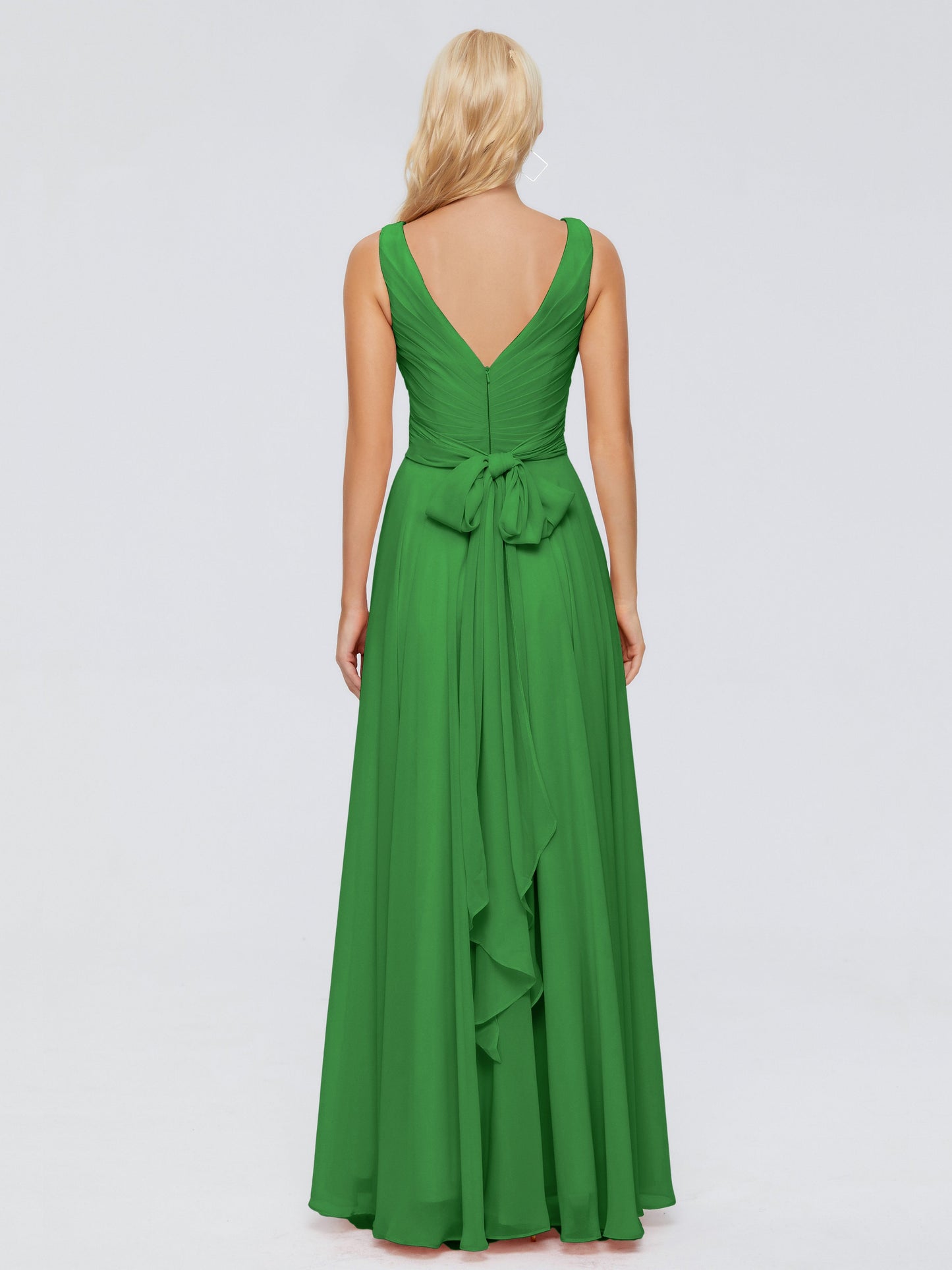 Ryleigh V Neck Long Chiffon Bridesmaid Dresses with Bow