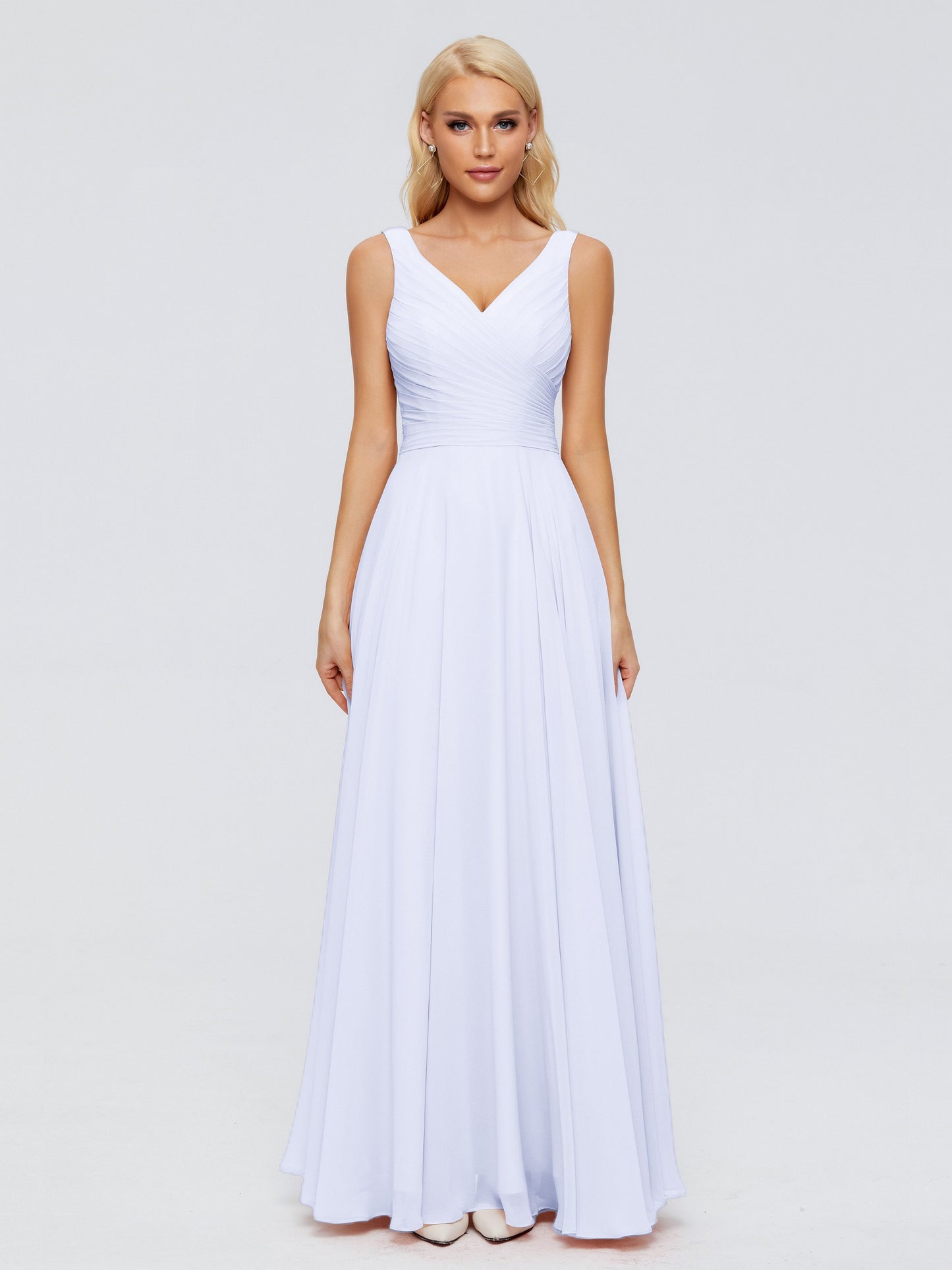 Ryleigh V Neck Long Chiffon Bridesmaid Dresses with Bow
