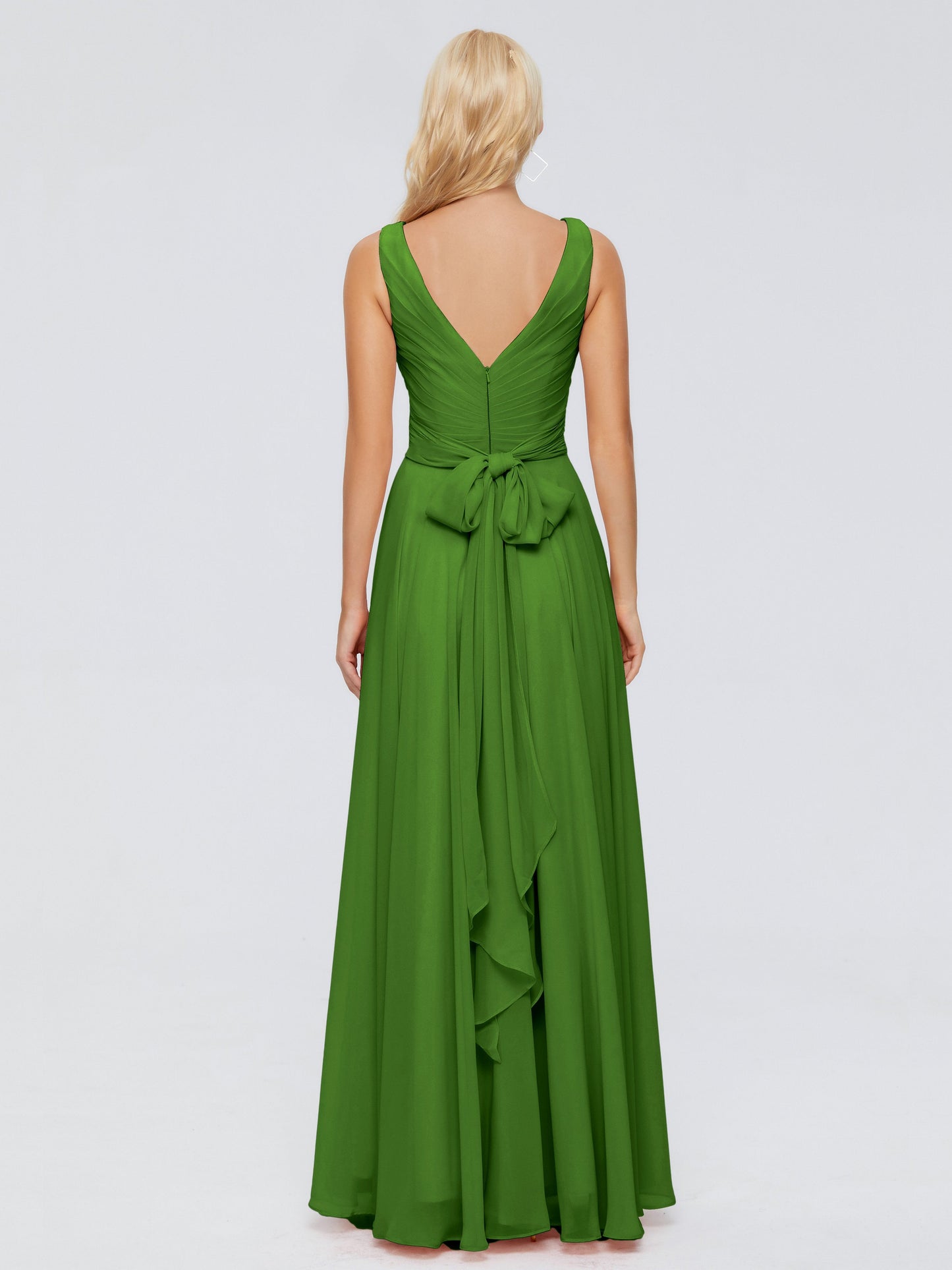 Ryleigh V Neck Long Chiffon Bridesmaid Dresses with Bow
