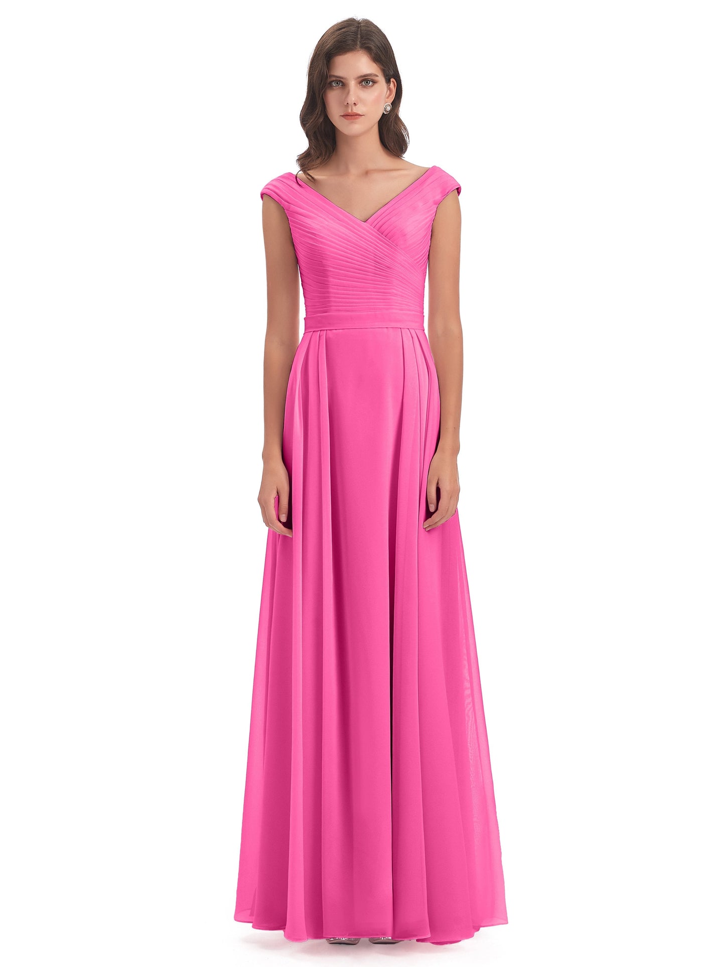 Saoirse Floor Length V-neck Chiffon Bridesmaid Dresses