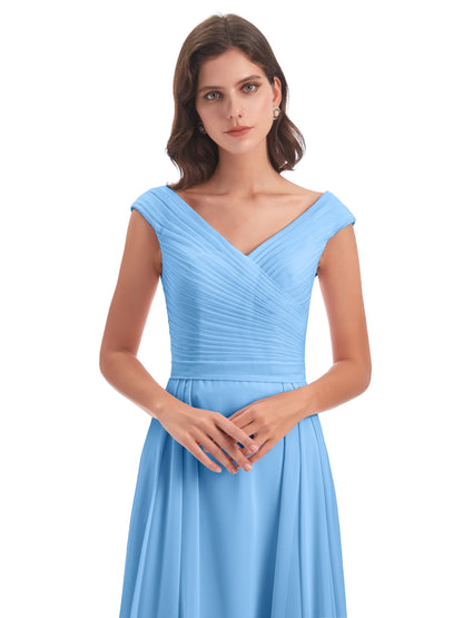 Saoirse Floor Length V-neck Chiffon Bridesmaid Dresses