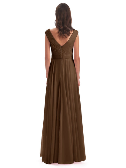 Saoirse Floor Length V-neck Chiffon Bridesmaid Dresses