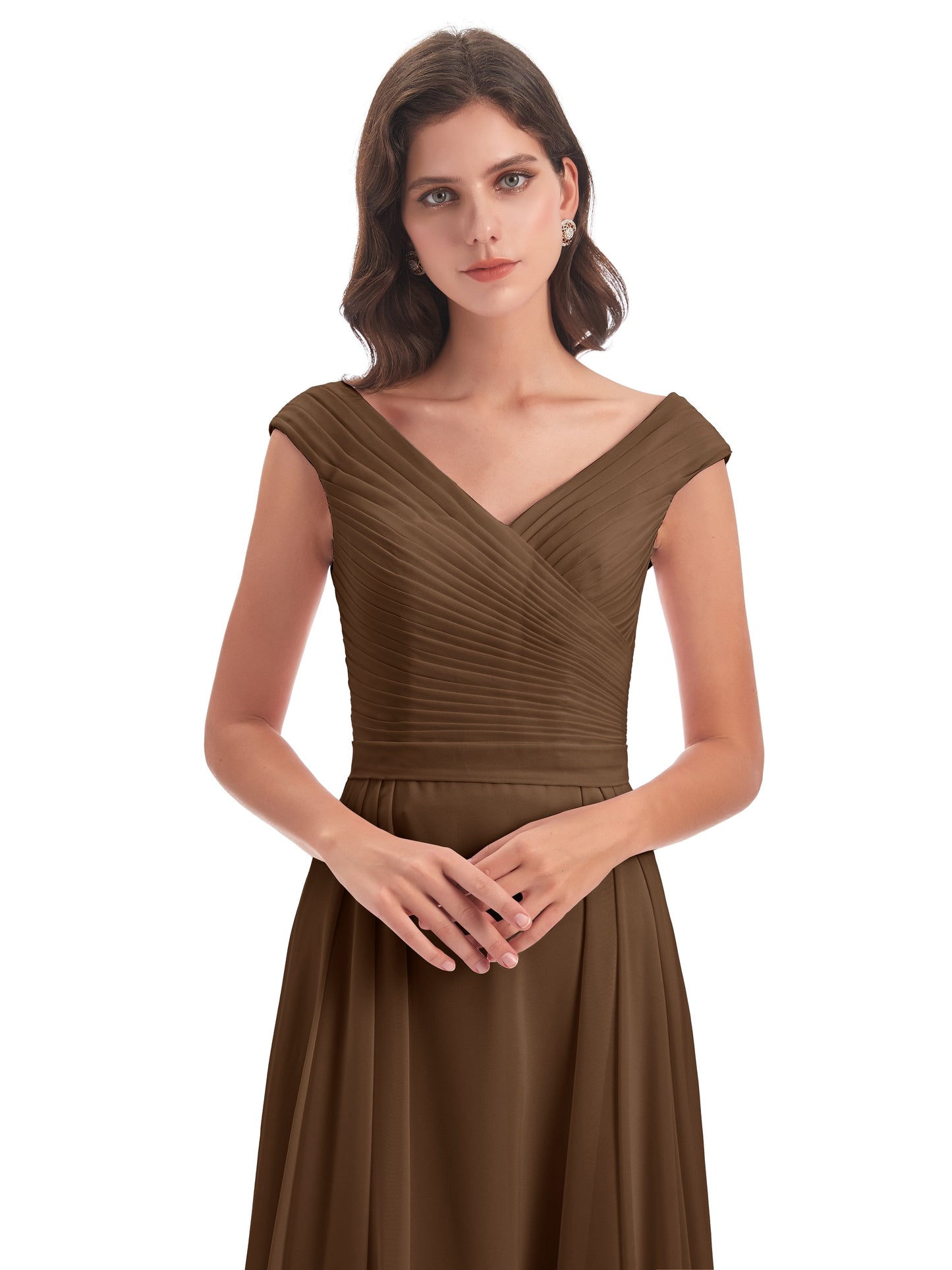 Saoirse Floor Length V-neck Chiffon Bridesmaid Dresses