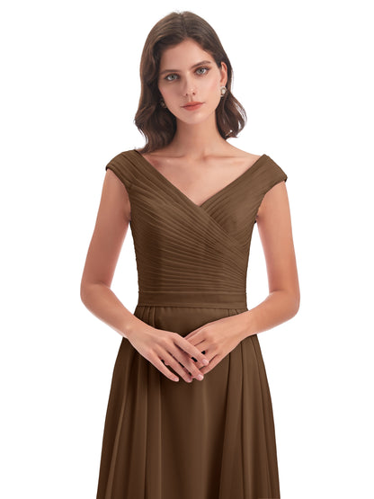 Saoirse Floor Length V-neck Chiffon Bridesmaid Dresses