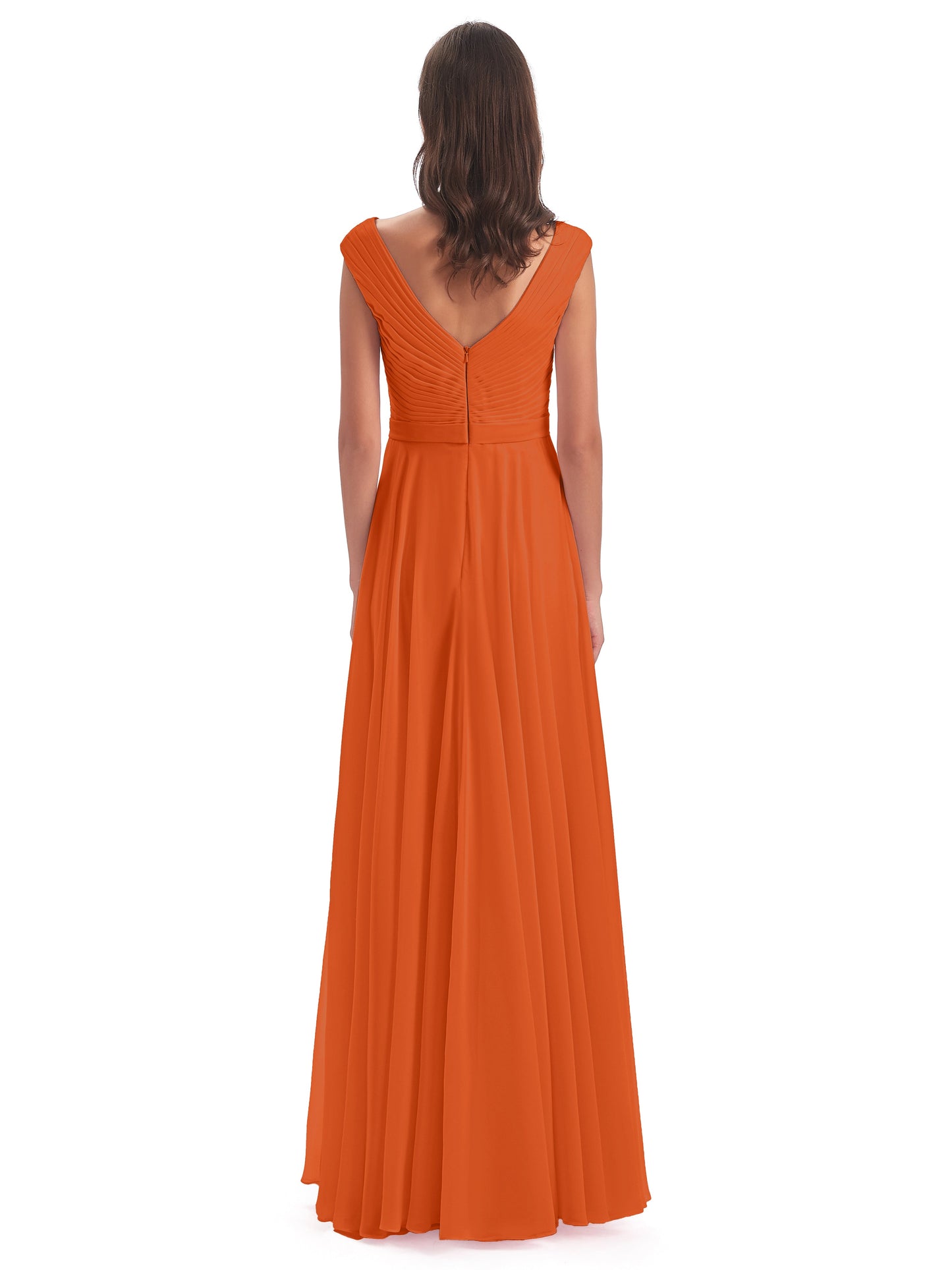 Saoirse Floor Length V-neck Chiffon Bridesmaid Dresses