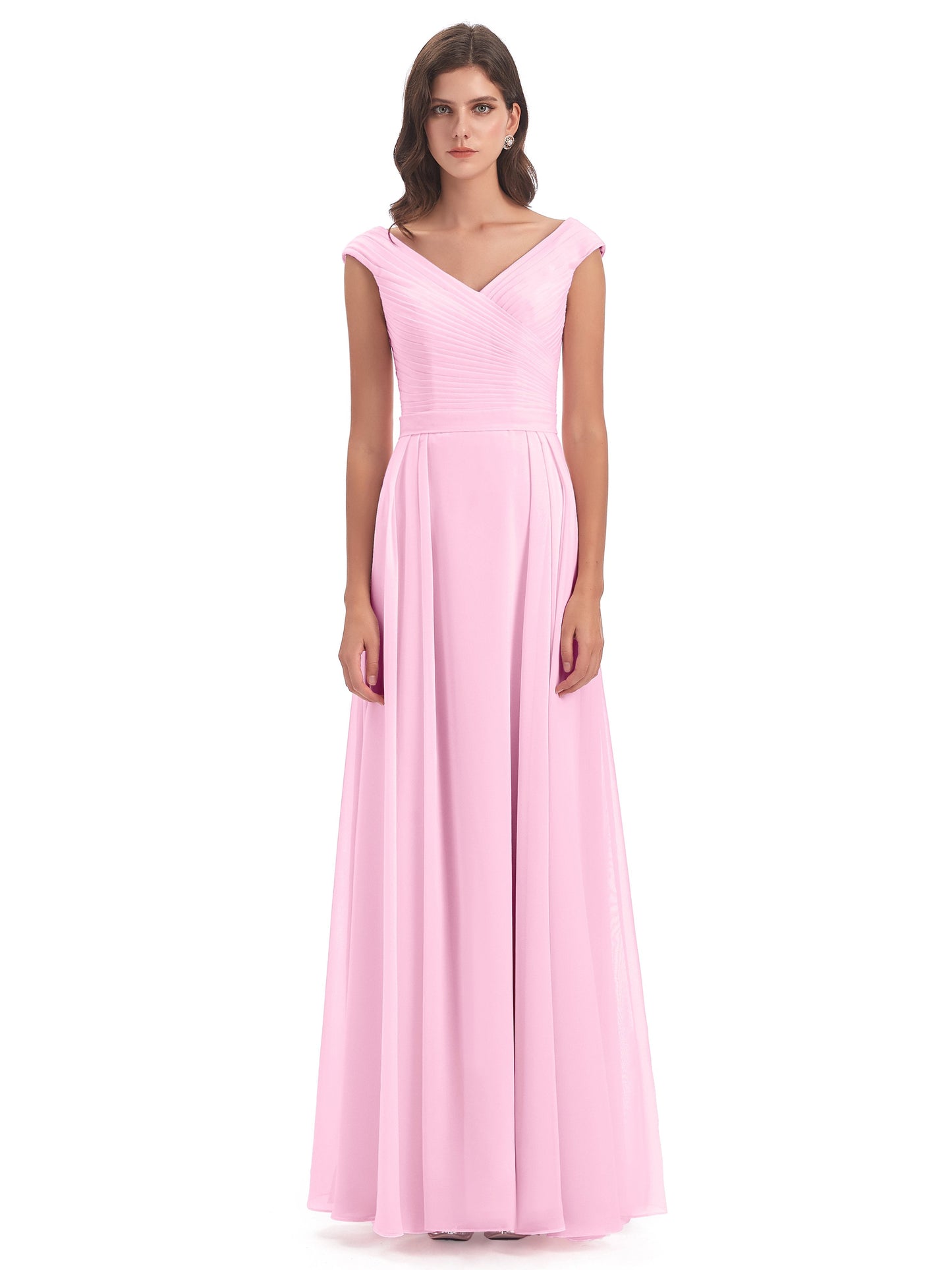 Saoirse Floor Length V-neck Chiffon Bridesmaid Dresses