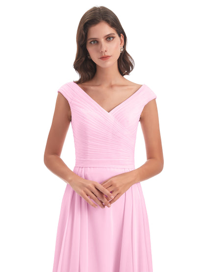 Saoirse Floor Length V-neck Chiffon Bridesmaid Dresses