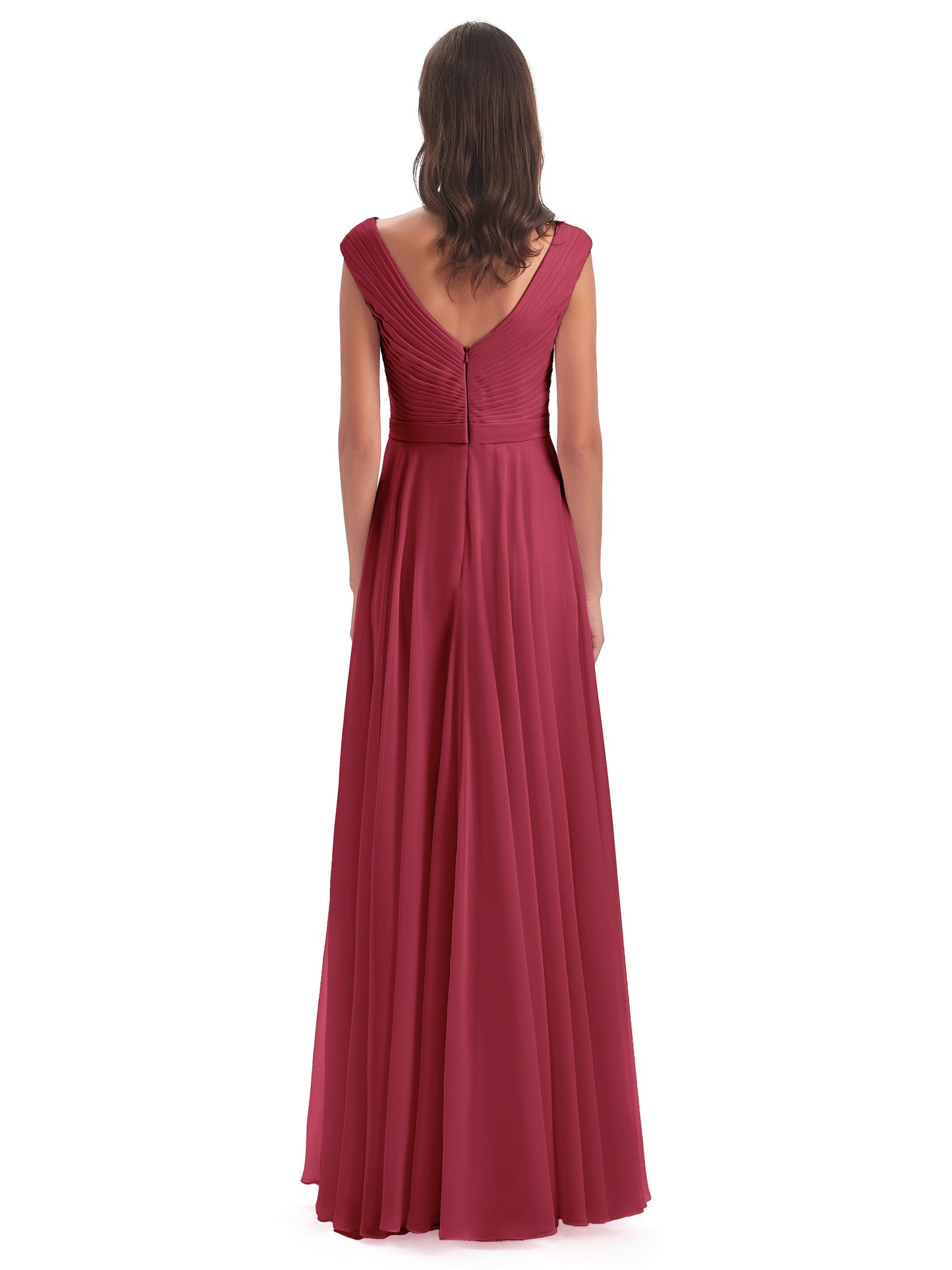 Saoirse Floor Length V-neck Chiffon Bridesmaid Dresses