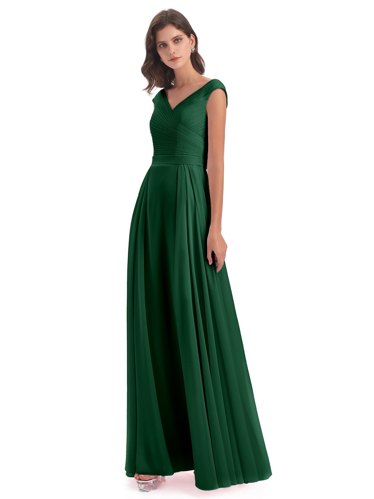 Saoirse Floor Length V-neck Chiffon Bridesmaid Dresses