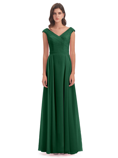 Saoirse Floor Length V-neck Chiffon Bridesmaid Dresses