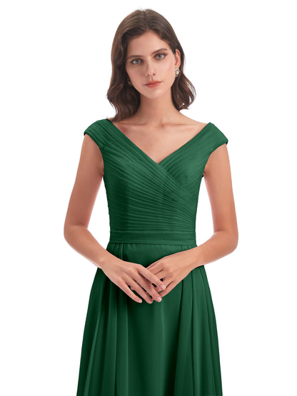 Saoirse Floor Length V-neck Chiffon Bridesmaid Dresses