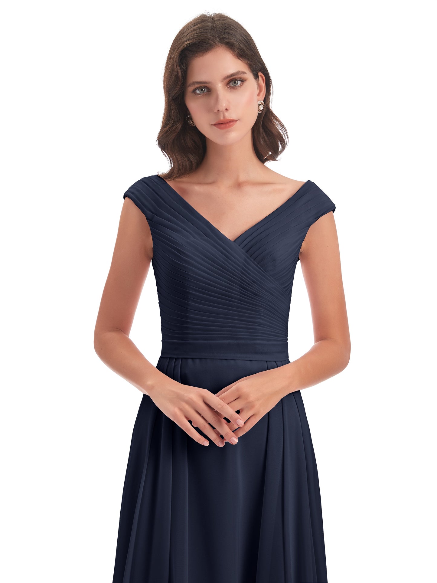 Saoirse Floor Length V-neck Chiffon Bridesmaid Dresses