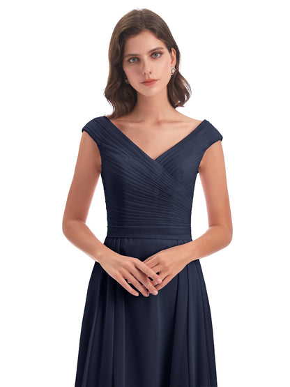 Saoirse Floor Length V-neck Chiffon Bridesmaid Dresses