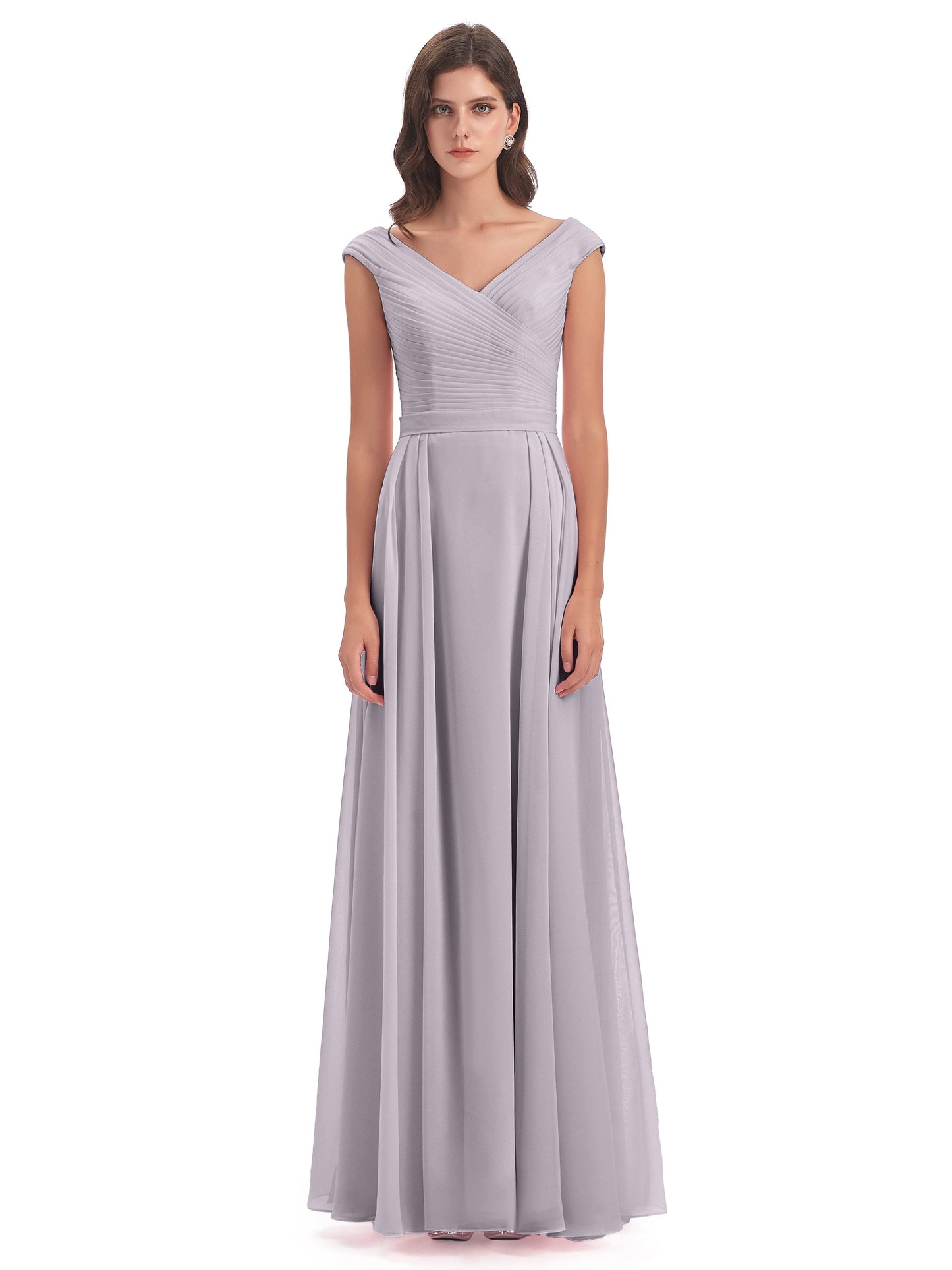 Saoirse Floor Length V-neck Chiffon Bridesmaid Dresses