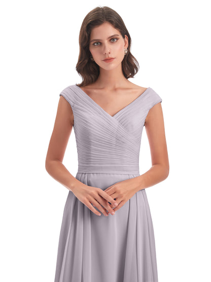 Saoirse Floor Length V-neck Chiffon Bridesmaid Dresses