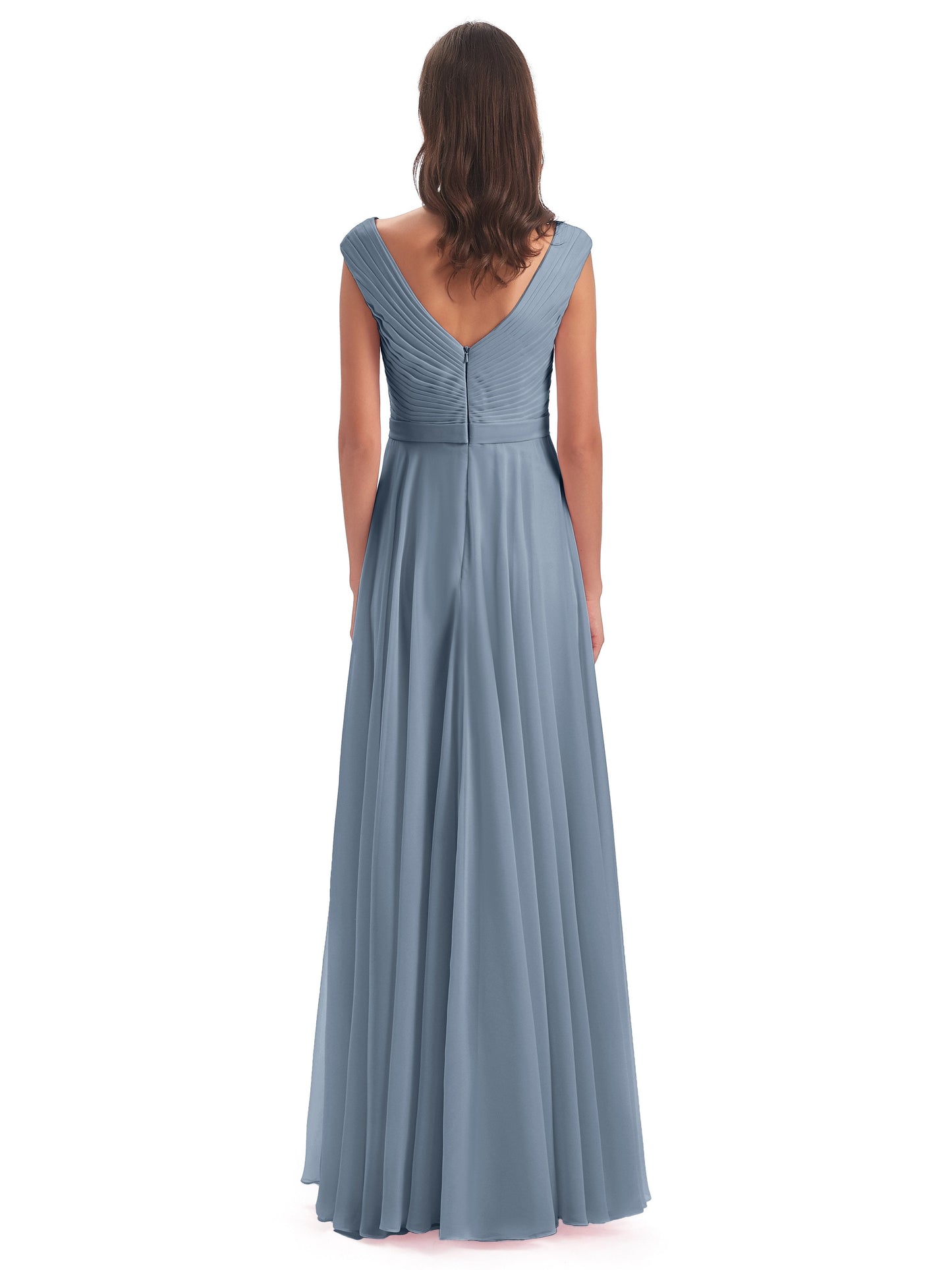 Saoirse Floor Length V-neck Chiffon Bridesmaid Dresses