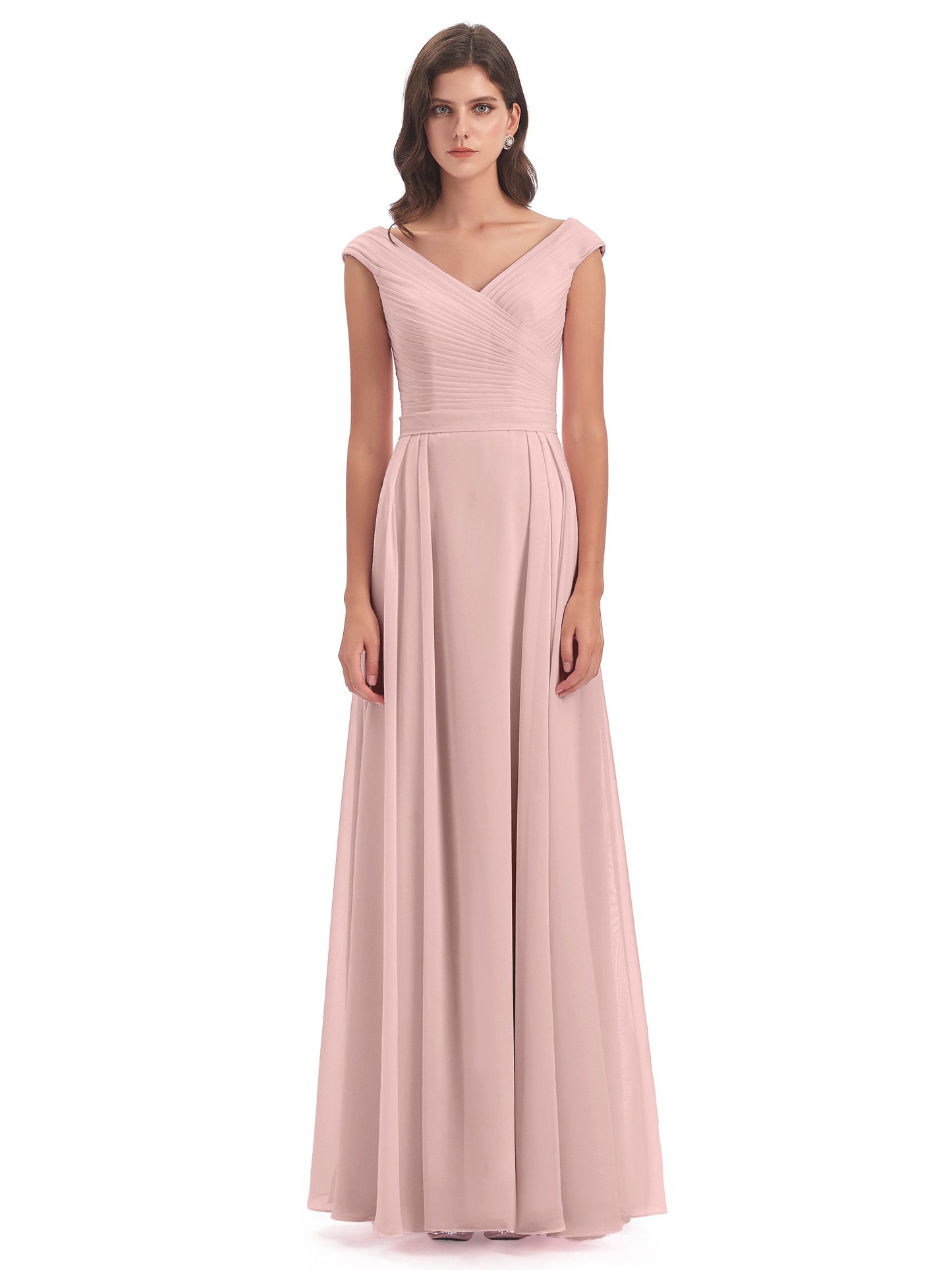 Saoirse Floor Length V-neck Chiffon Bridesmaid Dresses